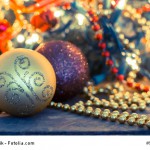 Christmas decorative golden ornaments in lights - wreath on the