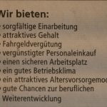 Stellenanzeige - was wir bieten